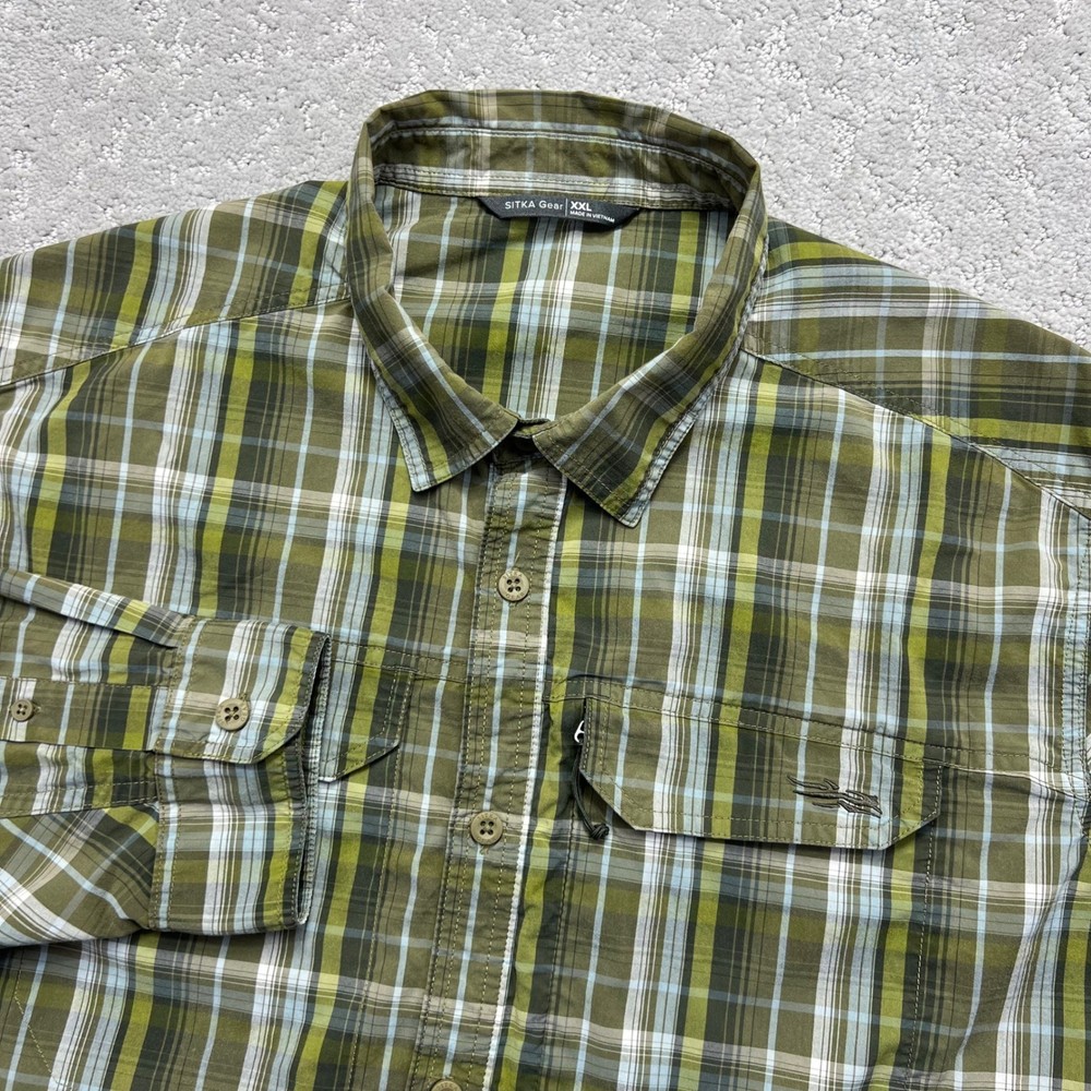 Sitka Gear Globe Trotter Shirt LS Mens XXL Green Plaid Button Up Hunting Outdoor