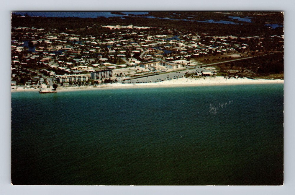 Sarasota FL-Florida, Aerial View Siesta Beach, Vintage Postcard