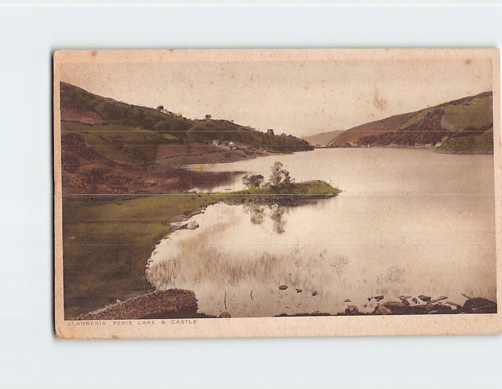 Postcard Peris Lake and Castle Llanberis Wales