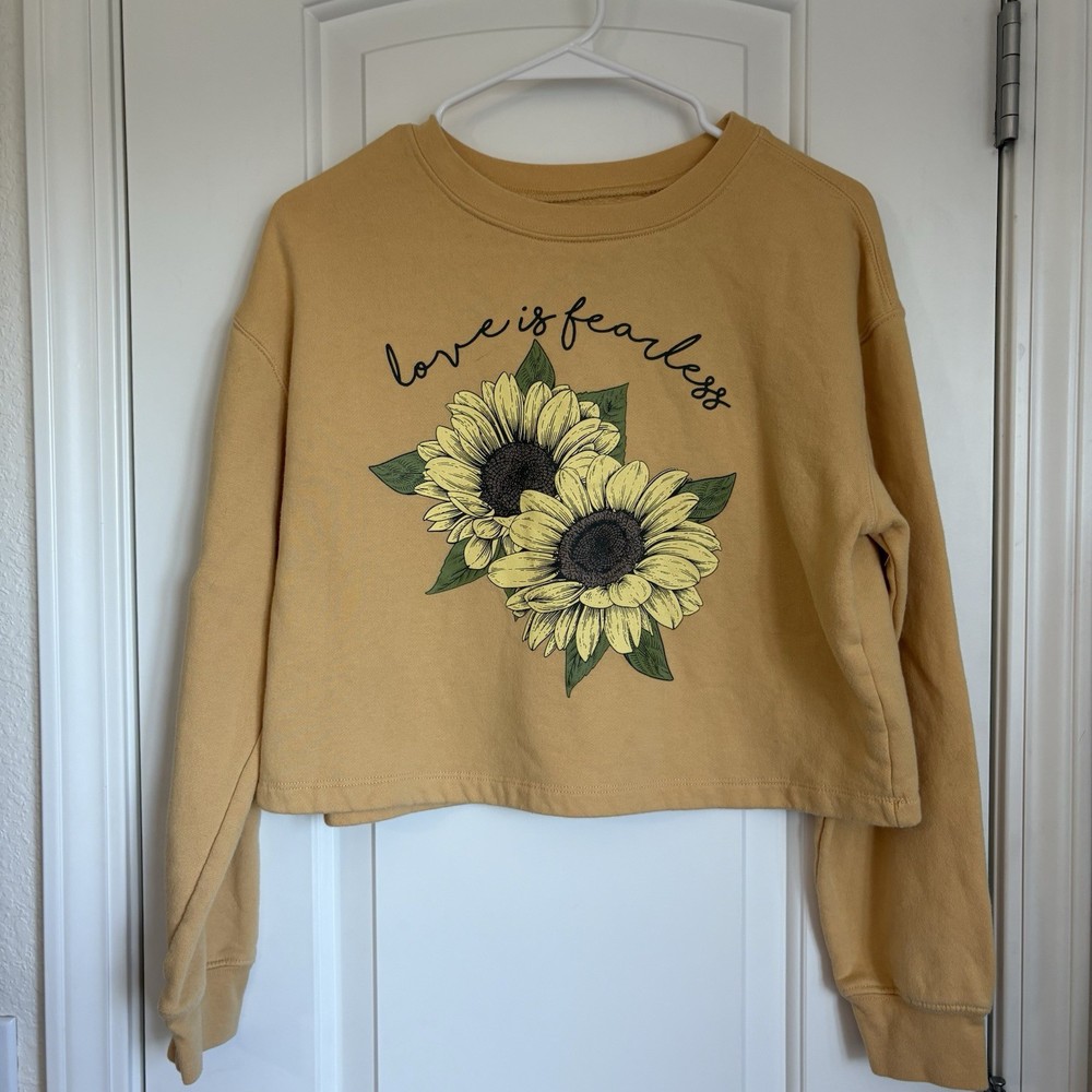 Awake Women’s Cropped Crew Neck Sunflower Sweatshirt - Size S