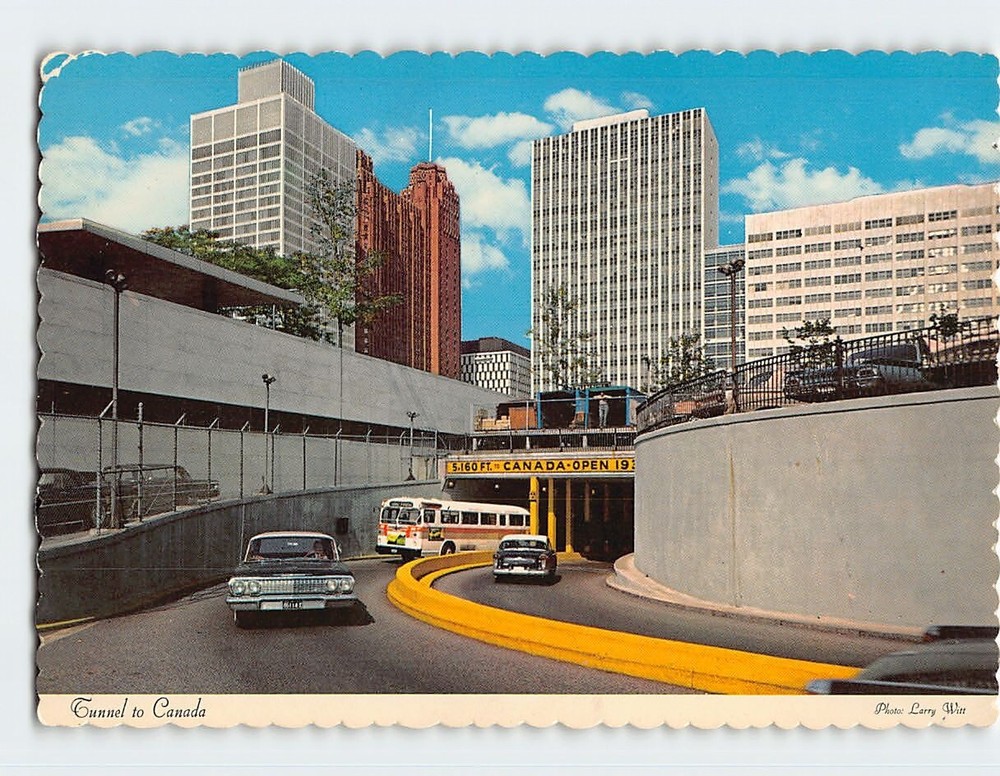 Postcard Tunnel to Canada Detroit Michigan Windsor Ontario Tunnel
