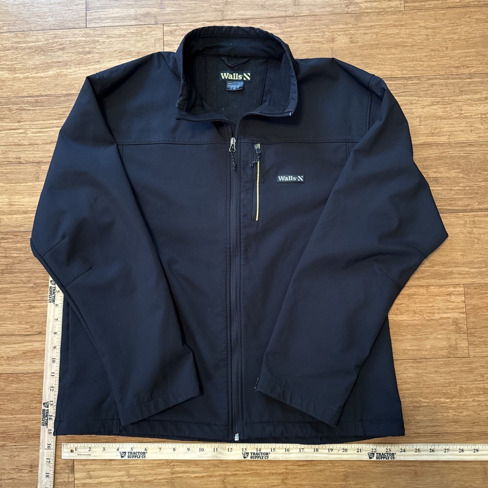 Walls Bomber Jacket Mens XL Black Softshell Full Zip Workwear Outdoor Coat