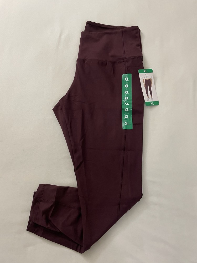 Danskin Active Brushed Leggings Women’s XL Side Pockets Cherry Red