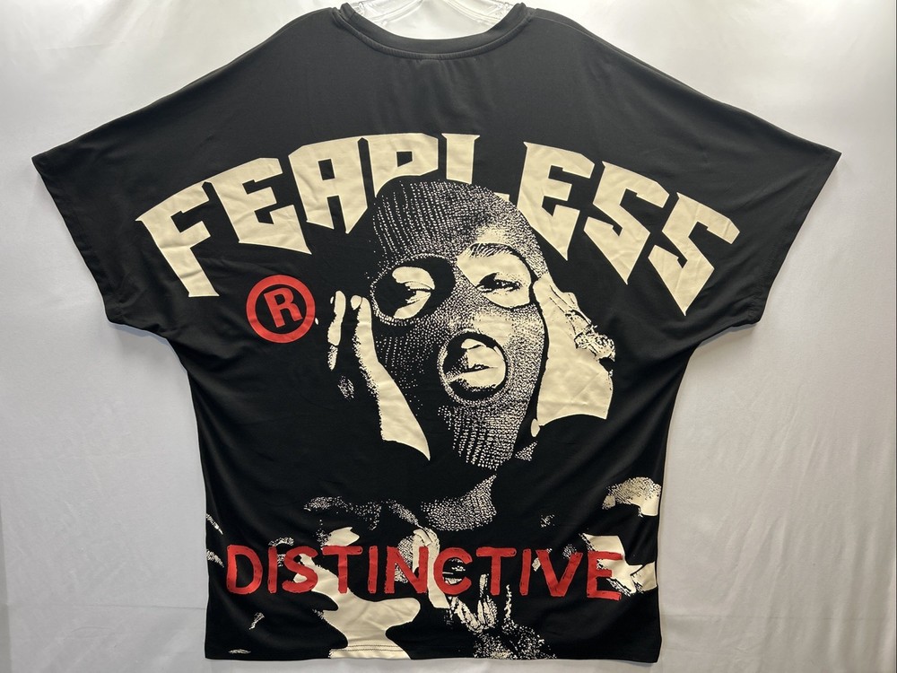 Romwe Black Fearless Distinctive Graphic Shirt