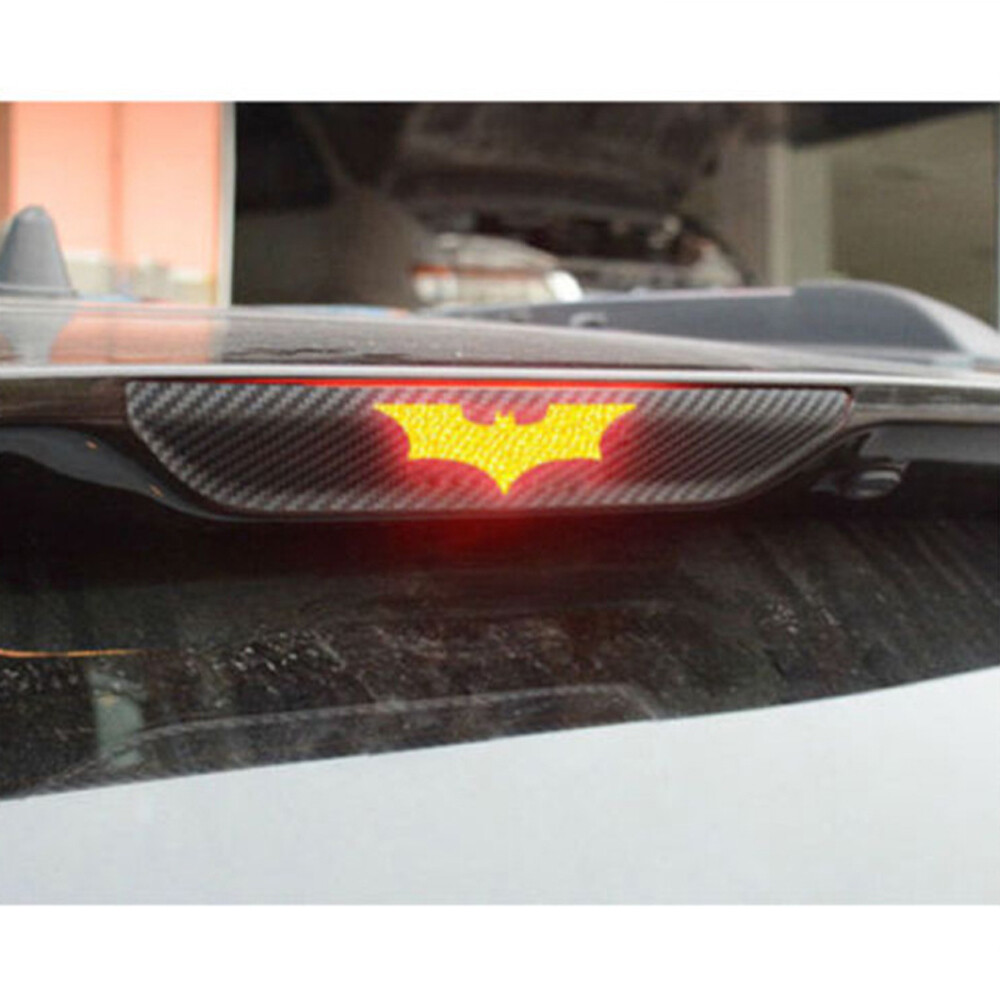 3Pcs Car Accessories 3D Batman Carbon Fiber Sticker Brake Tail Light Decal Decor