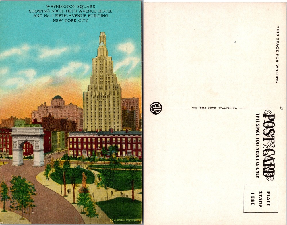 Washington Square Arch and Fifth Avenue Building New York NY Postcard