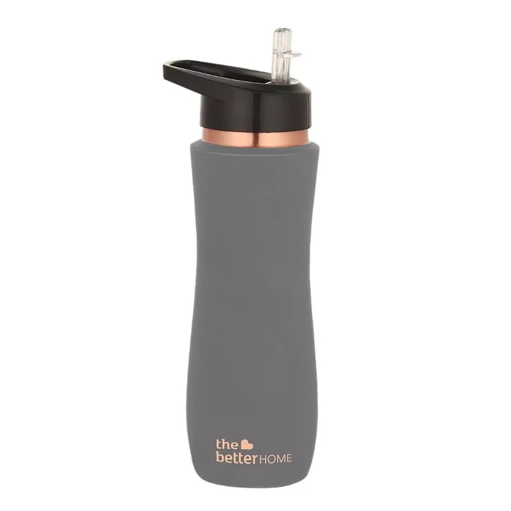 Copper Water Bottle with Sipper with Leak Proof For Ayurveda Health Benefit Grey