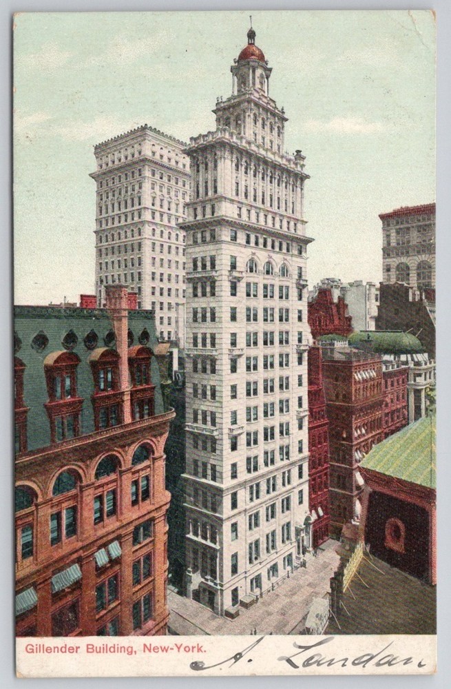 Gillender Building New York City NYC Skyscraper Postcard 1907-1910 Posted