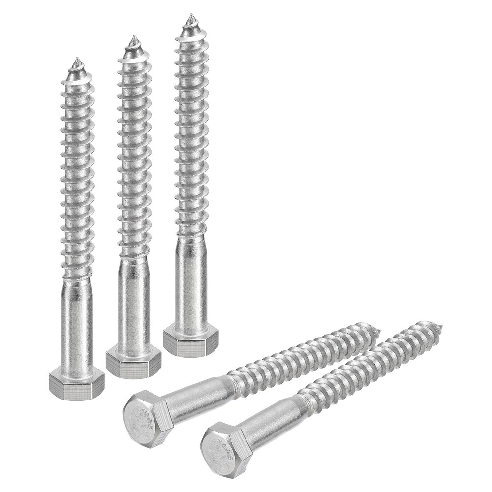 304 Stainless Steel Hex Head Lag Screws 3/8 x 4 Inch 10-Pack
