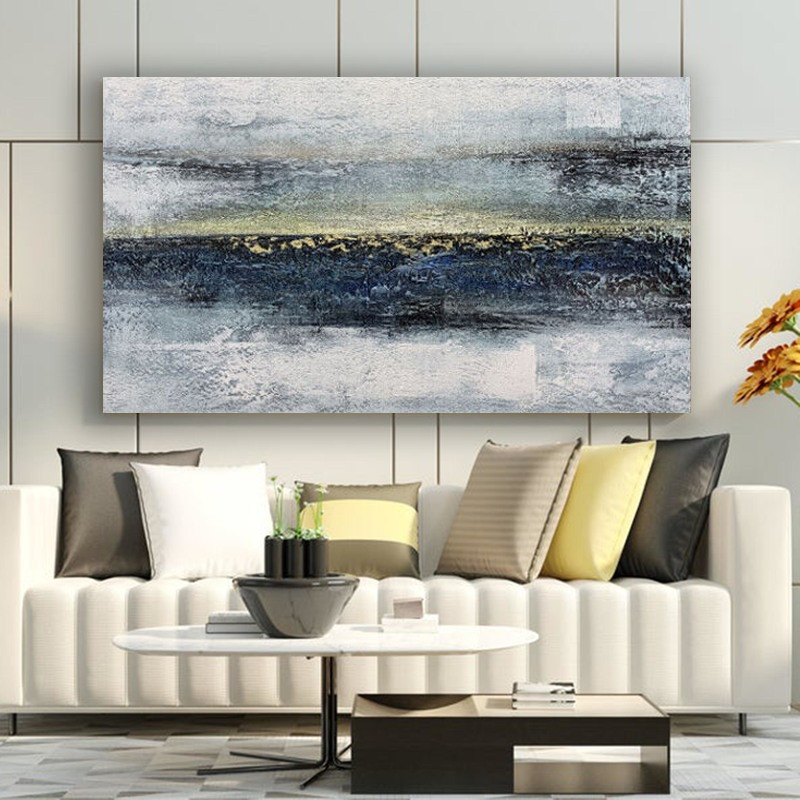 Abstract Canvas Wall Art Hand-painted oil painting Grey and gold Large Unframed