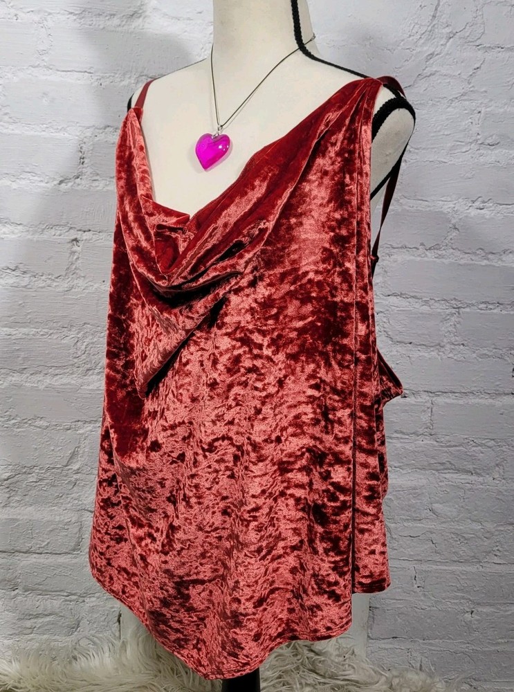 Torrid Womens 6X Red Velvet Babydoll Challis Adjustable Strap Boho Cami NWT
