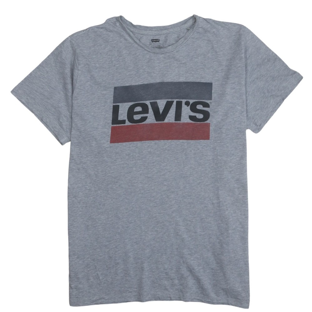 Levis Womens T Shirt Grey Cotton Jersey Oversized Box Logo Graphic Top Tee L