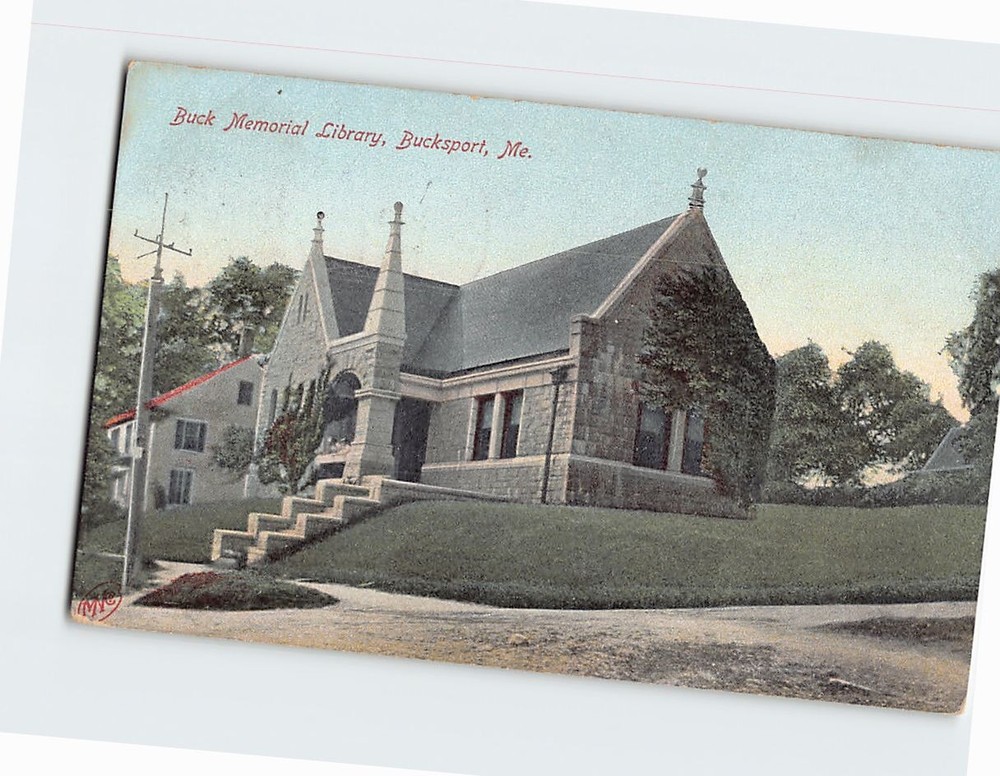 Postcard Buck Memorial Library Bucksport Maine USA