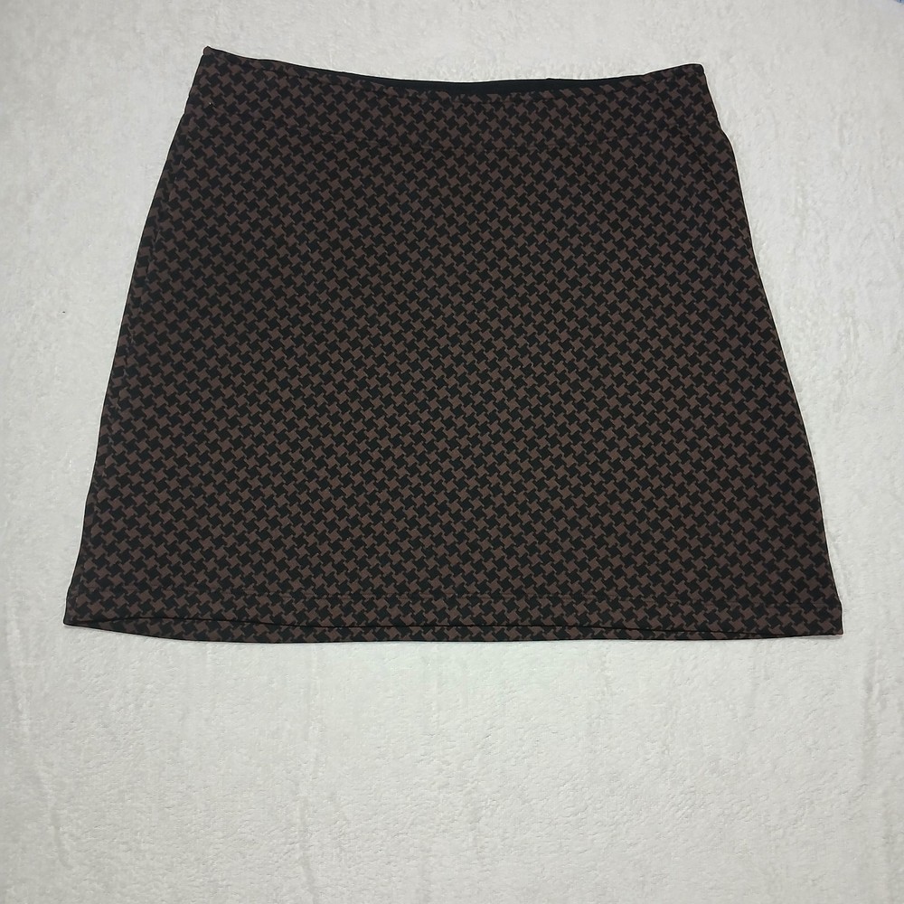 Athleta Flurry Vicinity Skirt  Brown Geometric Houndstooth Fleece Lined Size M