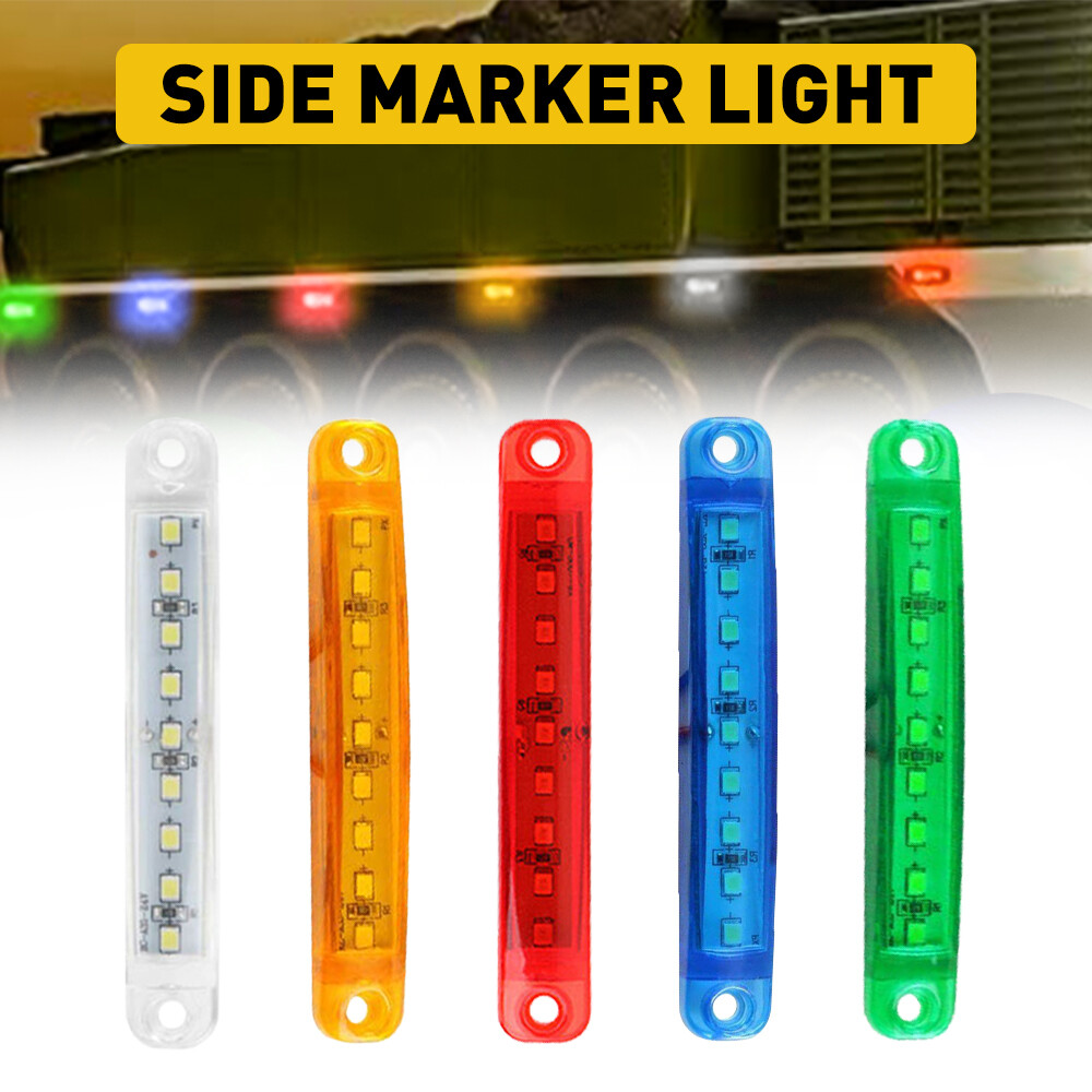 9 LED 24V Clearance Side Marker Light for Car Truck Trailer Amber Red