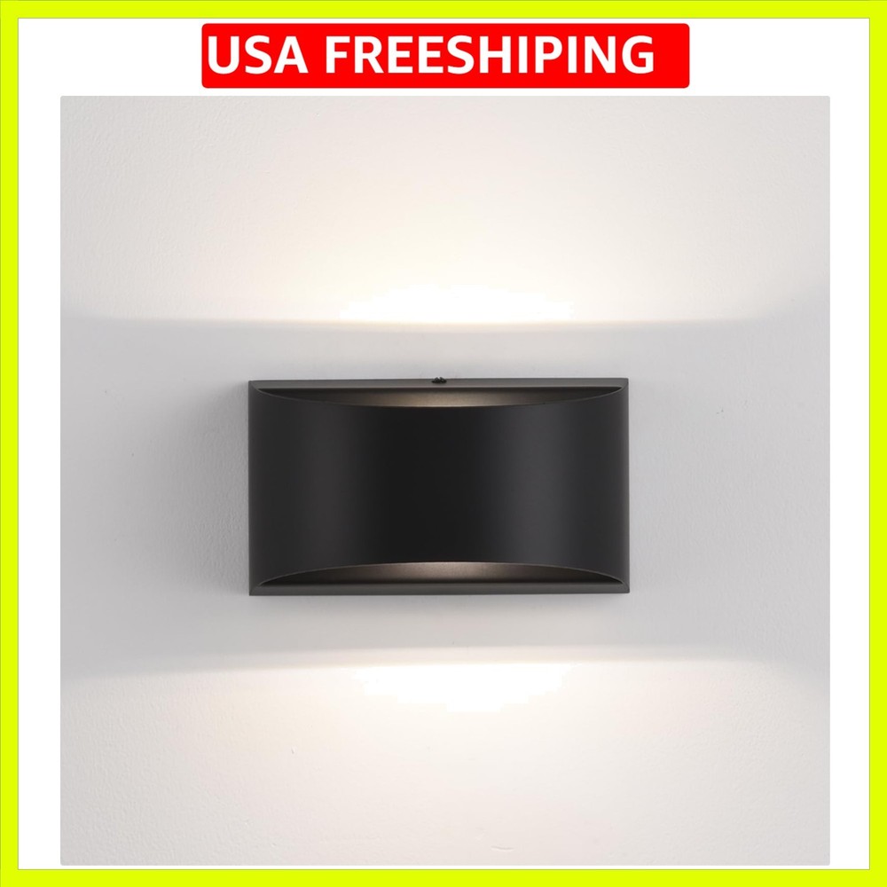 Black Modern LED Wall Sconces Set of Two Hardwired Wall Sconces Indoor Up and...