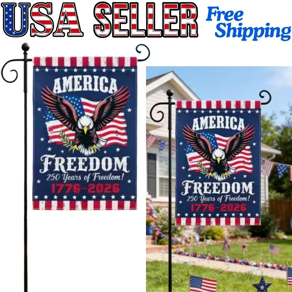 America 250th Anniversary Garden Flag 12x18 Double Sided Patriotic Eagle USA
