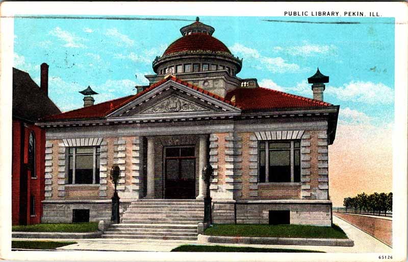 Postcard LIBRARY SCENE Pekin Illinois IL a/01 AM5826