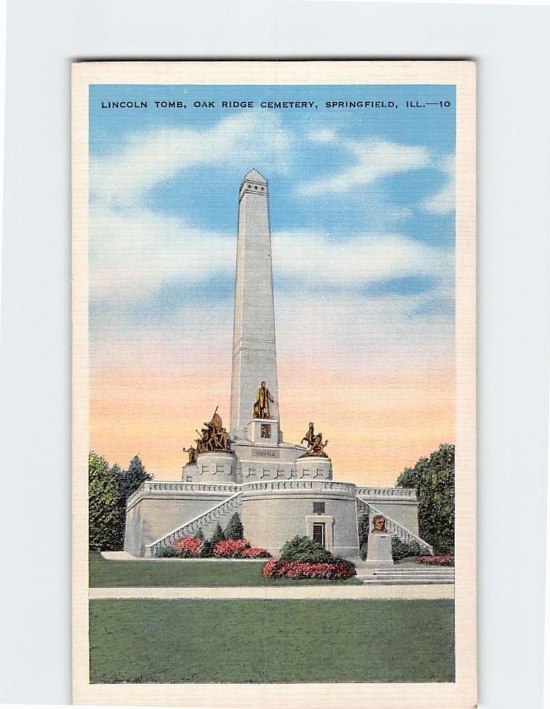 Postcard Lincoln Tomb Oak Ridge Cemetery Springfield Illinois USA