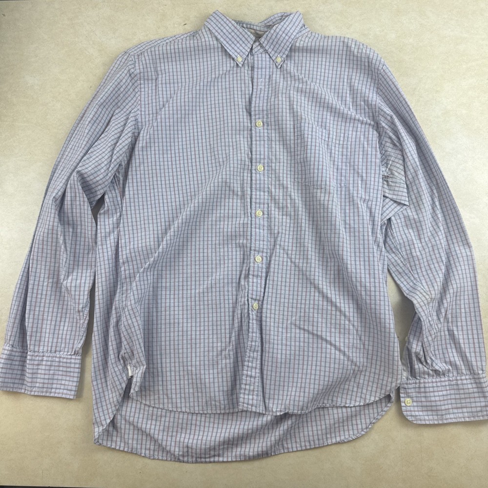 J Crew Shirt Mens 2-ply Cotton Button Up Long Sleeve Sz XL Blue
