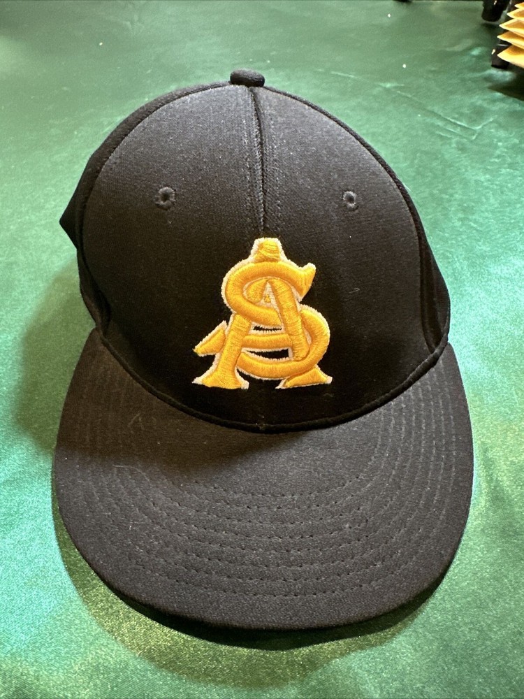 Arizona State Sun Devils Hat Fitted L Black Yellow Embroidered Adult Men USA
