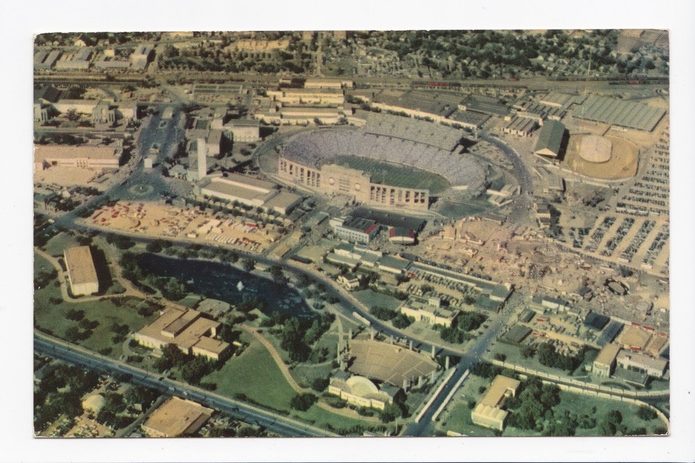Aerial View Cotton Bowl Stadium Dallas TX Fairground Amphitheater Chrme Postcard
