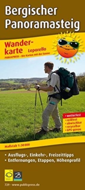 Bergischer Panoramasteig, hiking map 1:30,000 SHEET MAP FOLDED 9783899207293