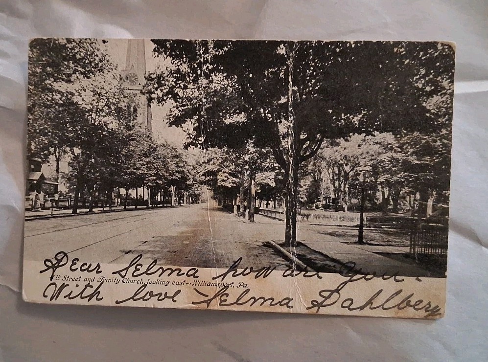 Vintage Postcard 1906 4th Street, Trinity Church, Williamsport, Pennsylvania (PA