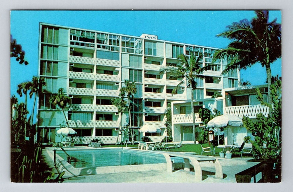 Ft Lauderdale FL-Florida, North Atlantic Blvd Apartments, Vintage Postcard