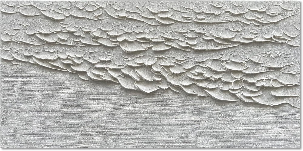 White Wave Abstract Hand drawn Oil Painting Decorative Mural Hanging Painting