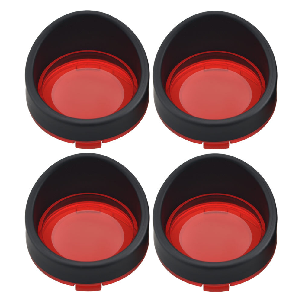 2pair Red Turn Signal Light Lens Cover w/Black Bezel Visor for Harley Sportster