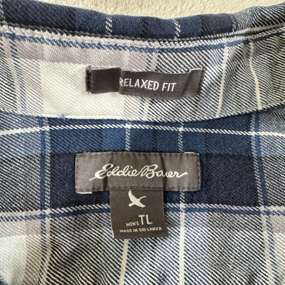 Eddie Bauer Mens Large Tall Blue Cotton Button-Up Long Sleeve Outdoor Shirt