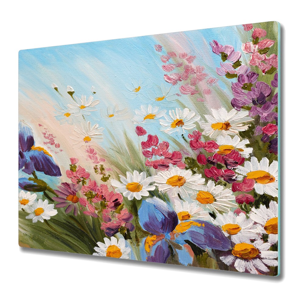 Glass Chopping Board Utensil Oil Colourful Garden Garden Nature Floral Flowers