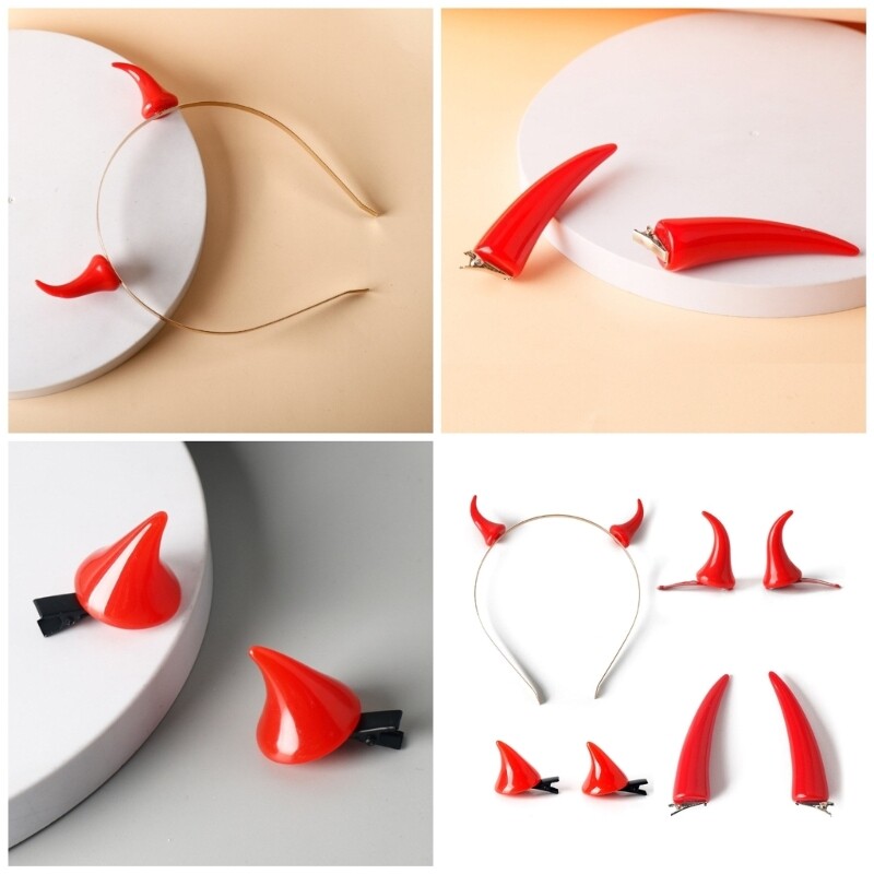 Halloween Devil Horn Headband Costume Hair Clip for Stage Shows and Cosplay