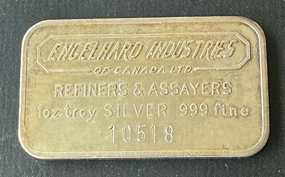 Engelhard Industries of Canada 1 oz troy Silver Bar .999