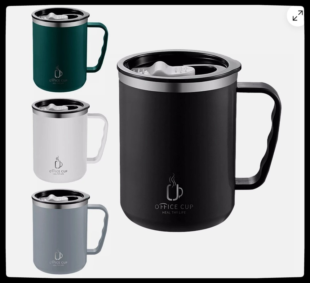 Insulated Coffee Mug Travel Mug Tumbler Cup with Lid and Handle Stainless Steel