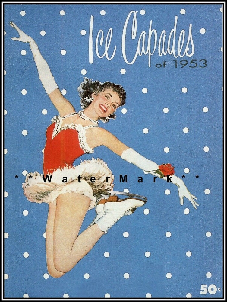 1953 Ice Capades Vintage Ice Skating Poster Retro Art Print