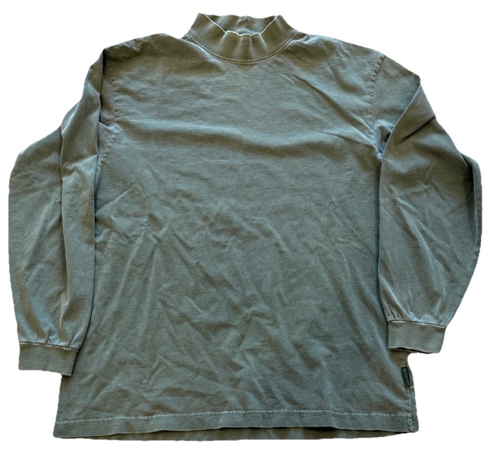 Vintage 90s Woolrich Green Mock Neck Long Sleeve Shirt Men’s Size Large Outdoors