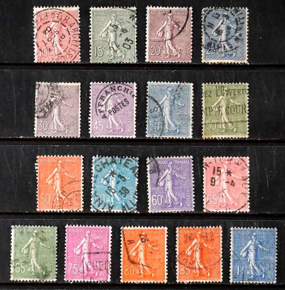 France: 1903 - 38 Classic Era Stamps Sower Set Scott #138-54 Cv $35 Sound