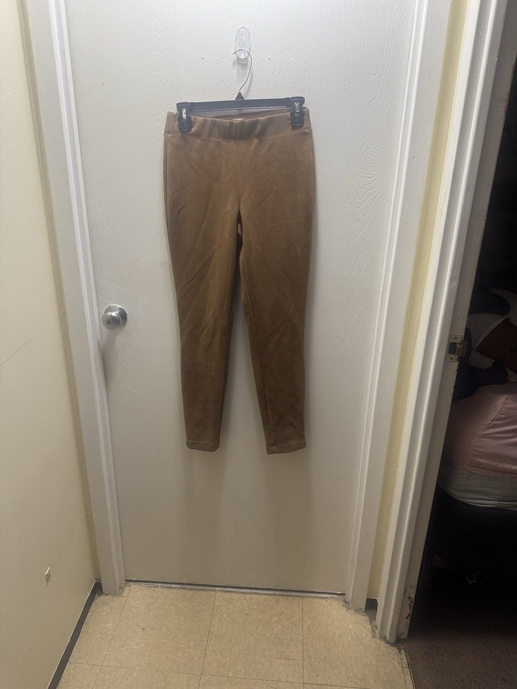 Max Studio Faux Suede Brown Leggings Size Small Pull On Elastic Waist