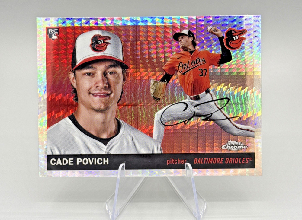 2025 Topps Chrome Platinum Cade Povich Prism Refractor RC 319 Orioles