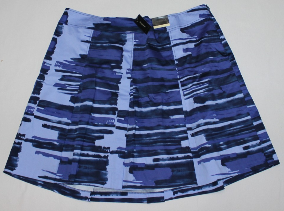 NWT Lane Bryant Women's Pull On Skirt Size 24 Blue Black Pleated Side Zip-Up