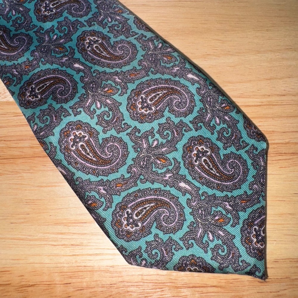 VTG Resilio Men's Teal Paisley Silk Tie W 3 1/2