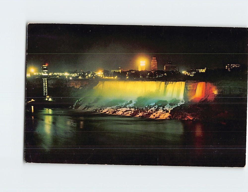 Postcard Illuminated American Falls Niagara Falls NY USA