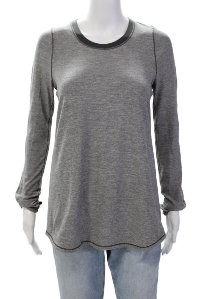 Lululemon Women's Long Sleeves Round Neck Basic T-Shirt Gray Size 6Free Shipping in US $100+ Orders | $6.95 Orders Below