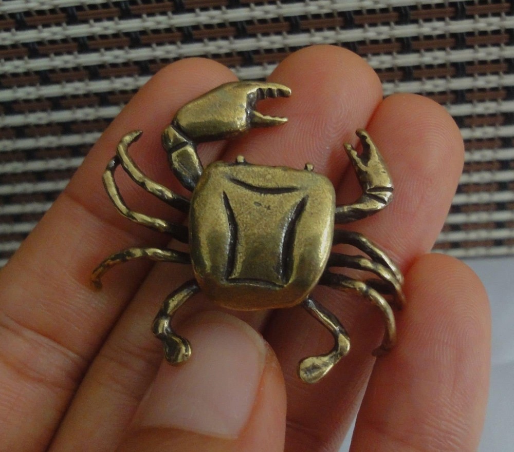 Vintage Style Solid Brass Cute Little Crab Figurine Statue for Home Decor