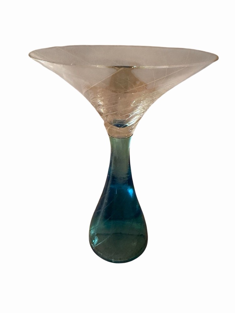 Vintage Bombay Sapphire Hand-Blown Martini Glass Blue Stem