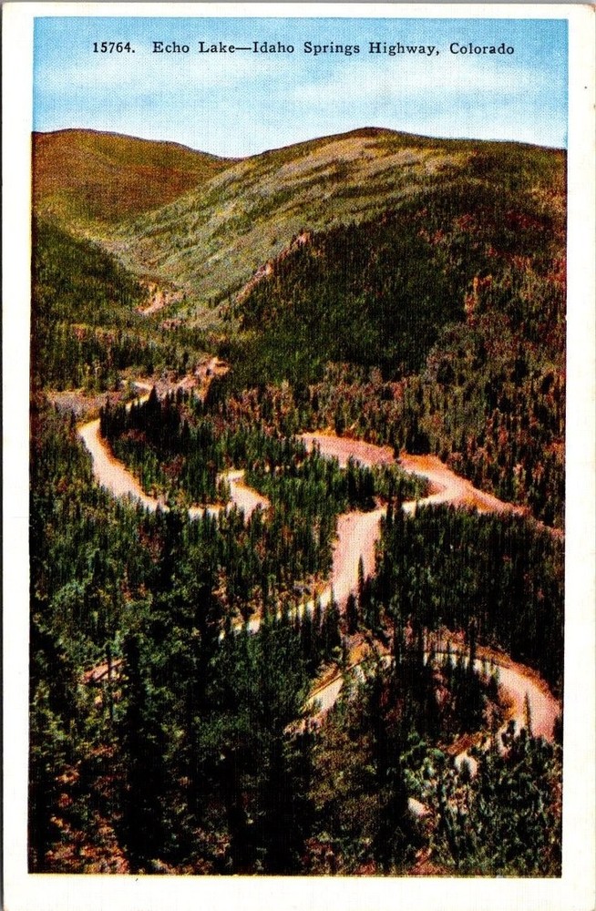 Echo Lake Idaho Springs Highway Colorado Vintage Linen Postcard Scenic View