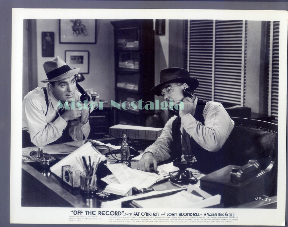 Vintage Photo 1939 Pat O'Brien on telephone in Off The Record