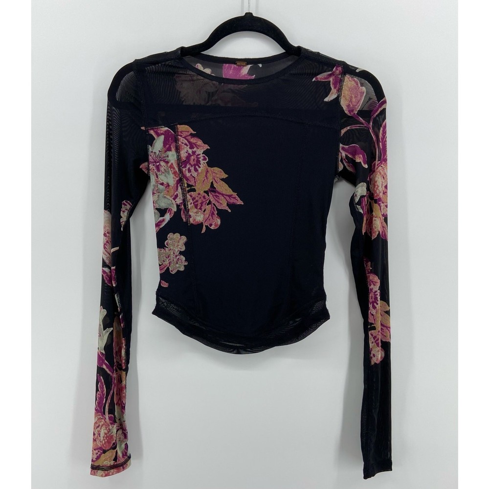 Free People Floral Boho Goth Mesh top